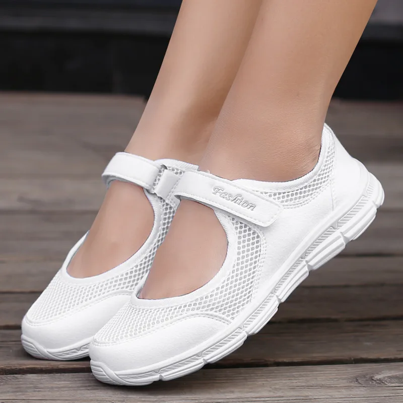 Shoe Size: 36, Color: GRAY - Women Shoes Breathable Vulcanized Shoes White ZapaWomen Sneakers Fashion Breathable Mesh Casual Walking Shoes Women Work Shoes