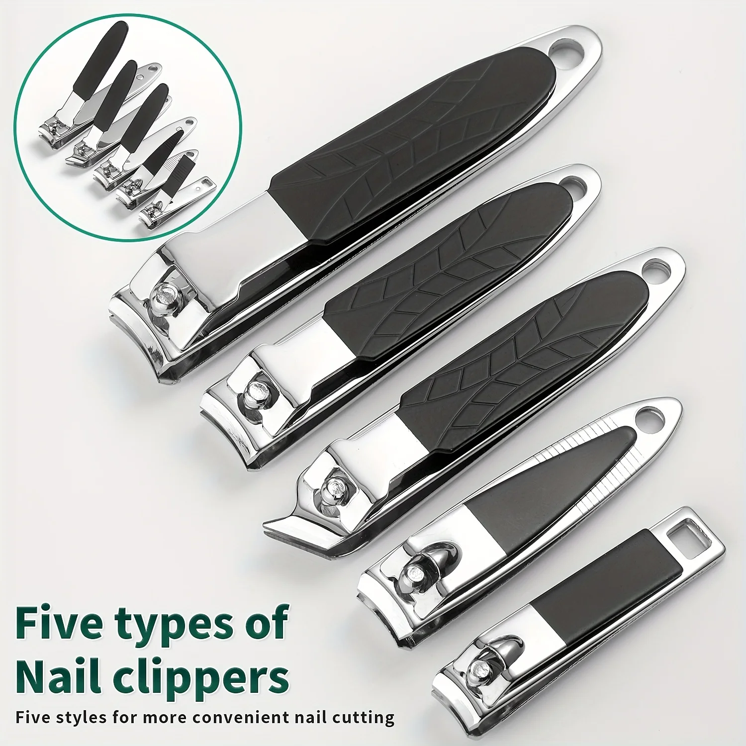 Color: black - 9/40 pcs Full Function Manicure Set, Stainless SteelNail Clippers Pedicure Kit, Toenail Clippers Kit