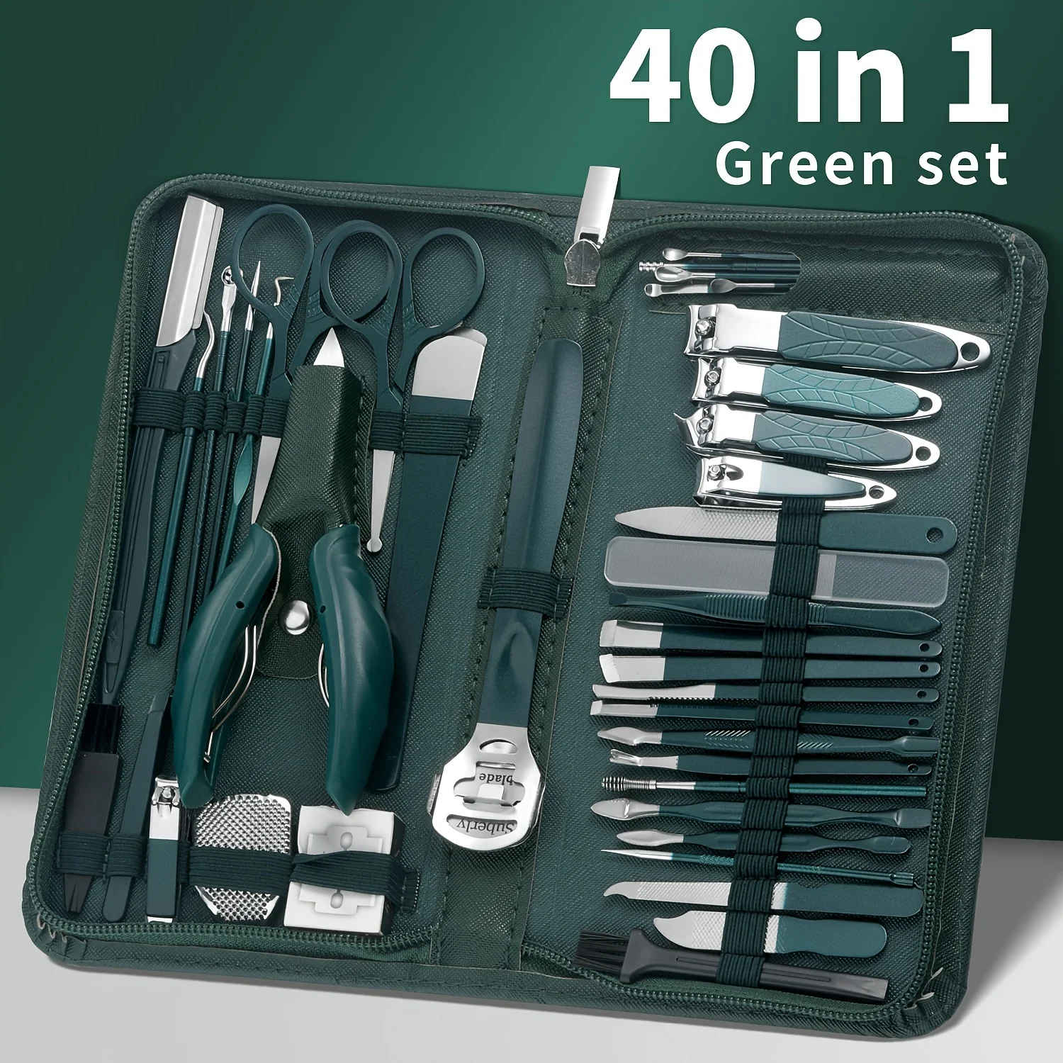 Color: black - 9/40 pcs Full Function Manicure Set, Stainless SteelNail Clippers Pedicure Kit, Toenail Clippers Kit