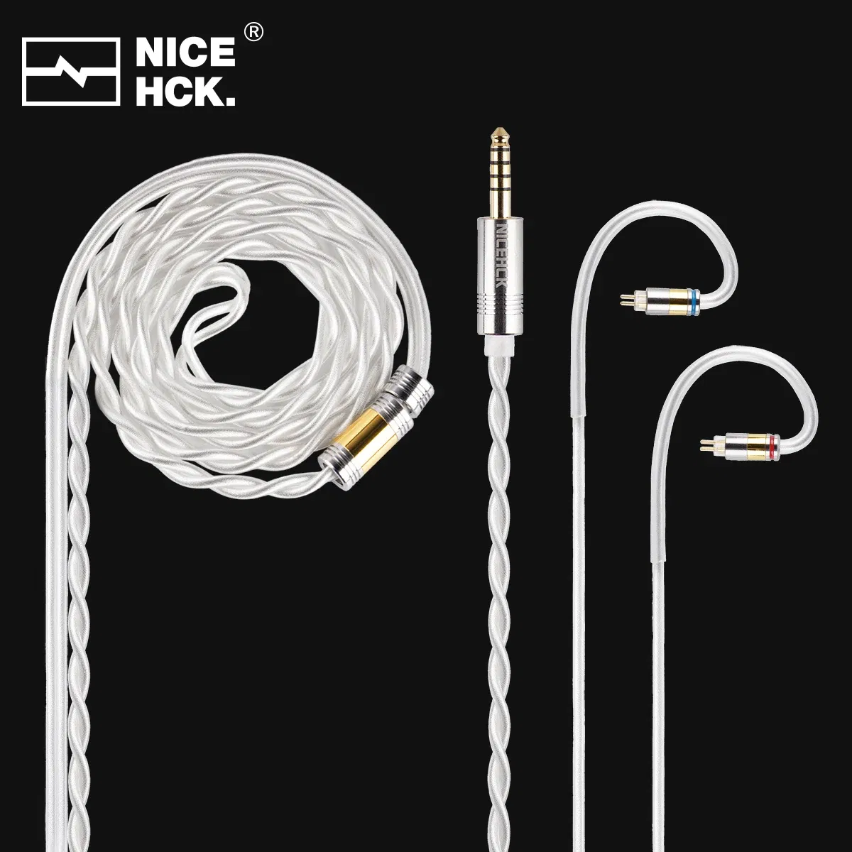 Color: Dim Gray - NiceHCK SnowCat HiFi Cable 6N OCC+6N Silver Plated OCC Earphone Wire 3.5/2.5/4.4 MMCX/2Pin/QDC for Kima Galileo Aria FH11 HOLA