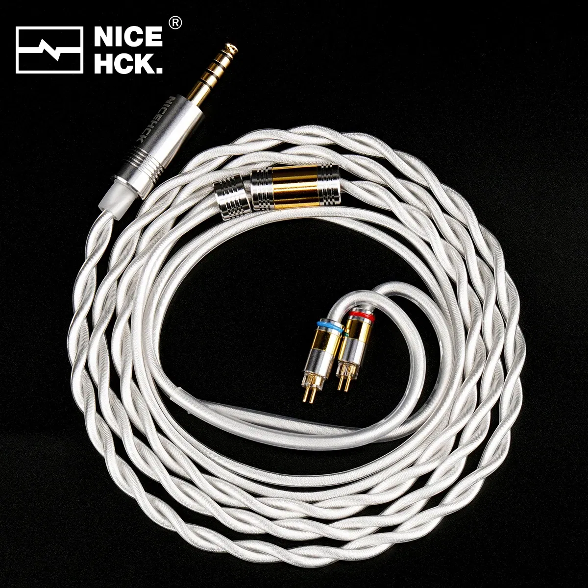 Color: Dim Gray - NiceHCK SnowCat HiFi Cable 6N OCC+6N Silver Plated OCC Earphone Wire 3.5/2.5/4.4 MMCX/2Pin/QDC for Kima Galileo Aria FH11 HOLA
