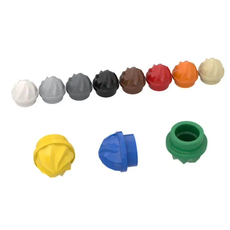 Color: Silver - 10pcs MOC Brick Parts 15470 Plate Round 1 x 1 Swirled Top Compatible Building Block Particle DIY Kids Brain Toy Birthday Gift