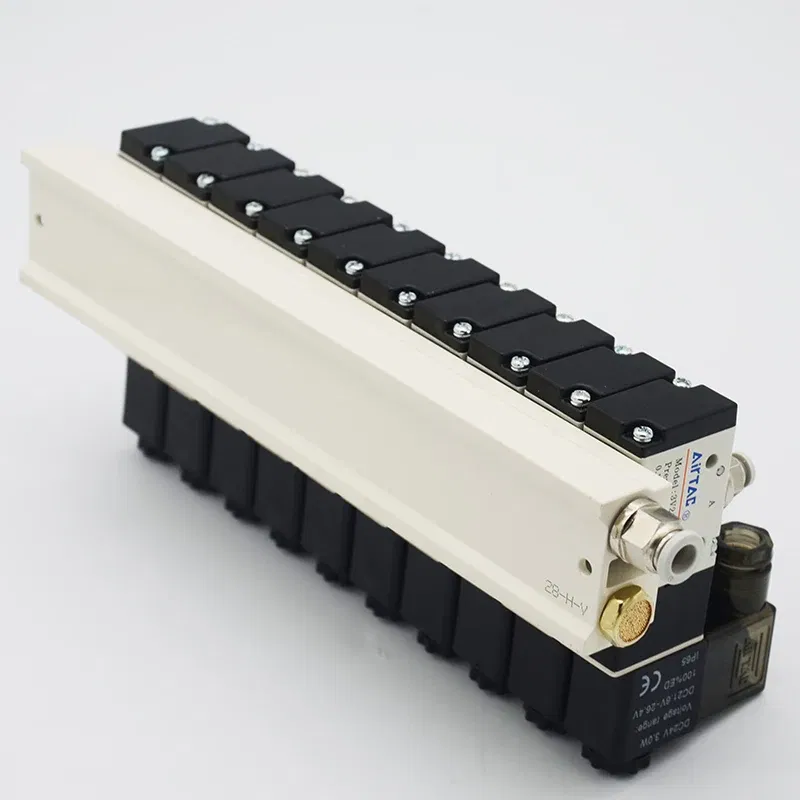 Color: Blue, Specification: 2" - 3V210-08 Manifold Station Solenoid Valve 3 port 2 position Multi-way Combination DC12V 24V AC220V With Fitting Solenoid Valves