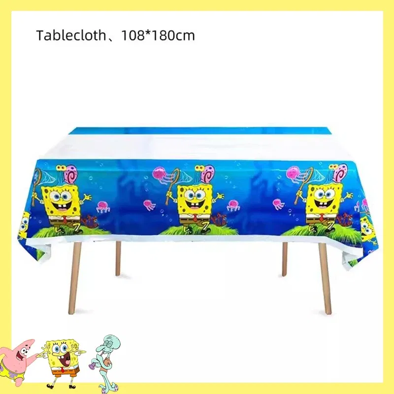 Color: army green - SpongeBob Party Decorations Disposable Tableware Cup Baby Shower Birthday Theme Plate Tablecloth Kids Birthday Party