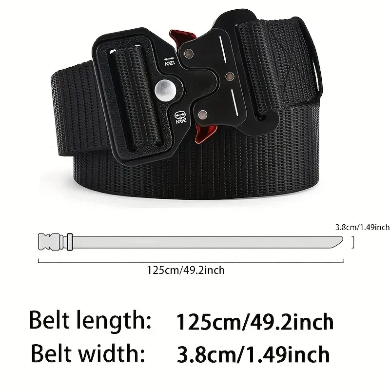 Color: black, Belt Length: 125cm - Men's Belt Outdoor Multi Function Belt High Quality Canvas For Nylon Male Luxury Belts Women's Sports Jeans Belt Neutral Belts