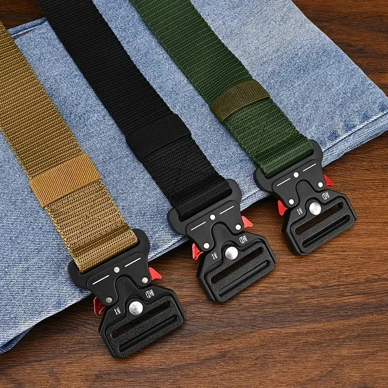 Color: black, Belt Length: 125cm - Men's Belt Outdoor Multi Function Belt High Quality Canvas For Nylon Male Luxury Belts Women's Sports Jeans Belt Neutral Belts