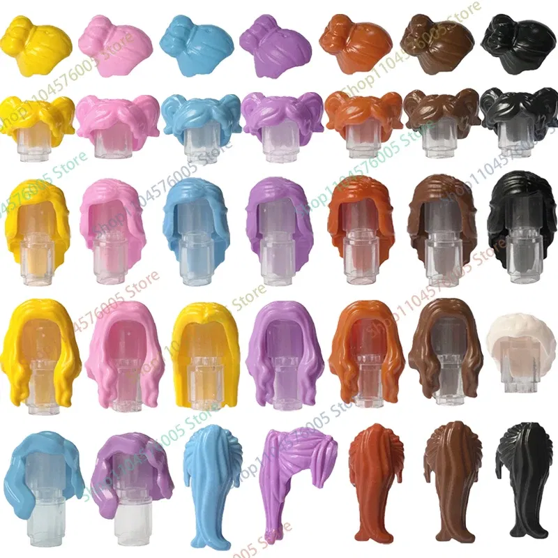 Color: NAVY - MOC Brown Hair Building Blocks City Figures Body Creative Accessory Blond Gold White Parts DIY Hats Mini Bricks Assemble Toy S04