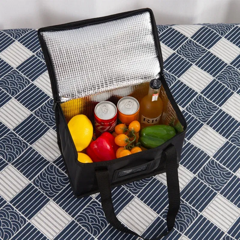 Color: Blue - Insulated Thermal Cooler Bag Drink Storage Large Chilled Bags Cool Lunch Foods Lunch Box Zip Picnic Tin Foil Food panier repas