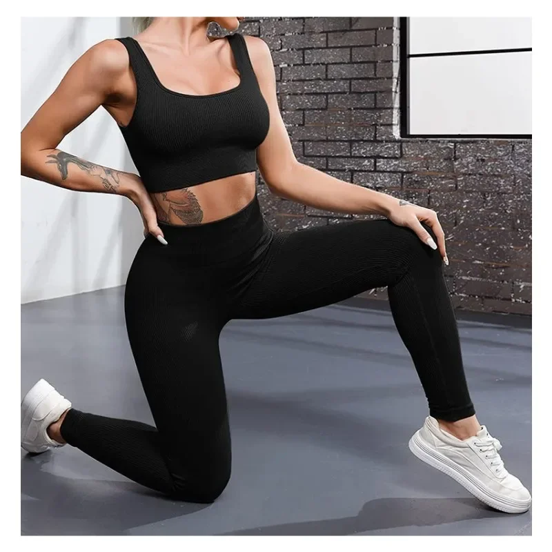 Color: army green, Size: M - Seamless Knit Yoga Leggings Women Thread Solid Tights Gym Workout Running Stretchy High Waist Hip Liftting Skinny Gym Leggings