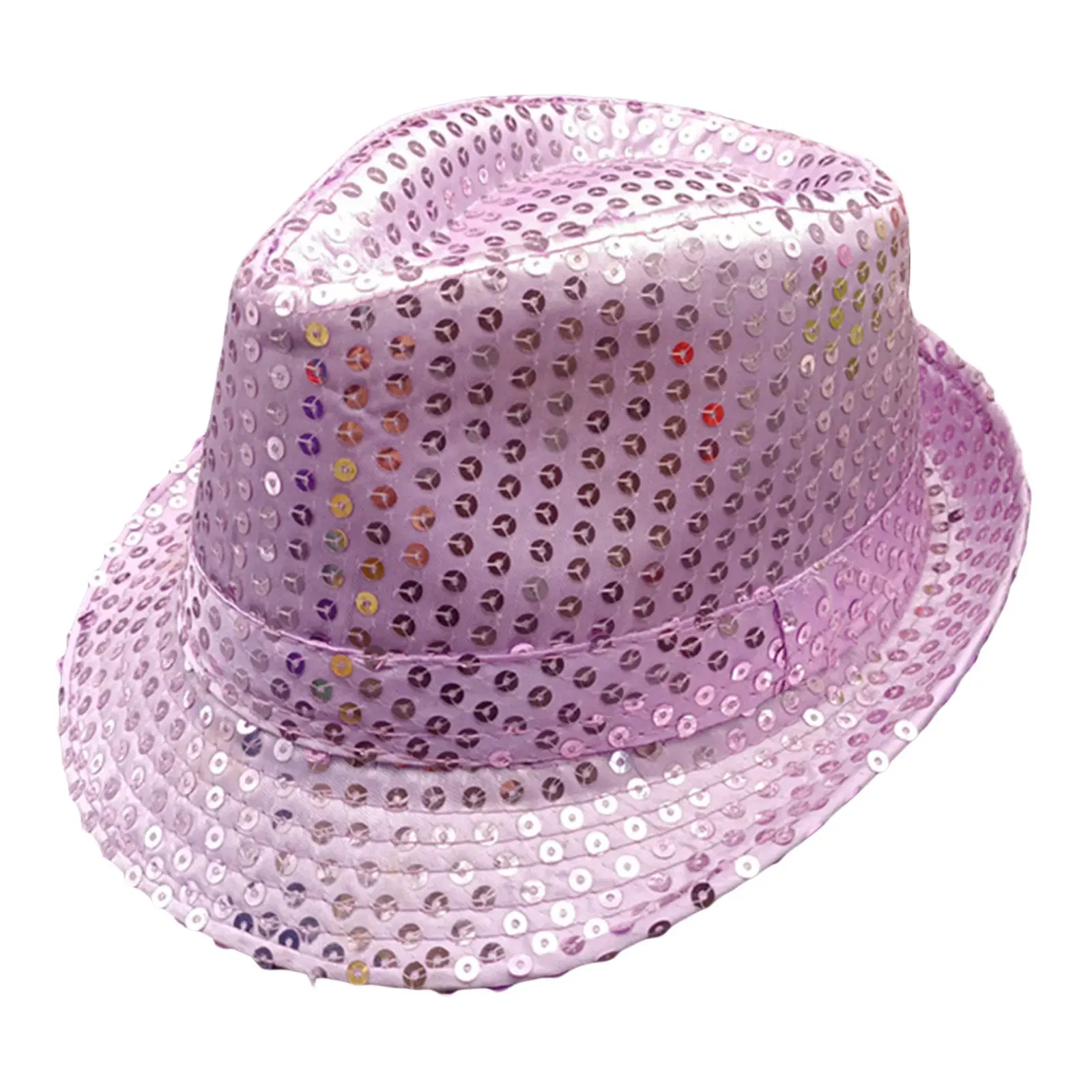 Color: PURPLE - 12 Colors Men's Women's Jazz Hat Sequins Retro Disco Funky Glitter Costume Unisex Novelty Christmas Party Prop Charming Hat