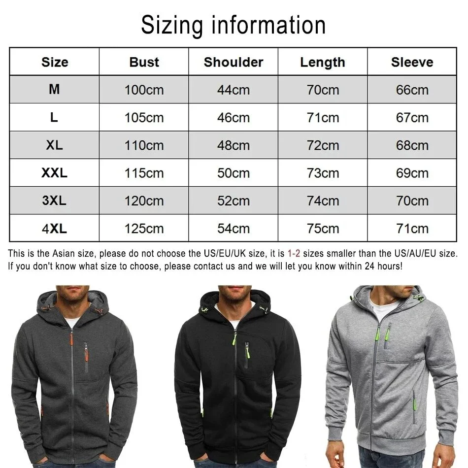 Color: green, Size: L - Men's Hooded Jacket with Pocket Zipper, Customized Image Text with Personalized Logo, Casual Sports Streetwear, Men's Wool Sweat