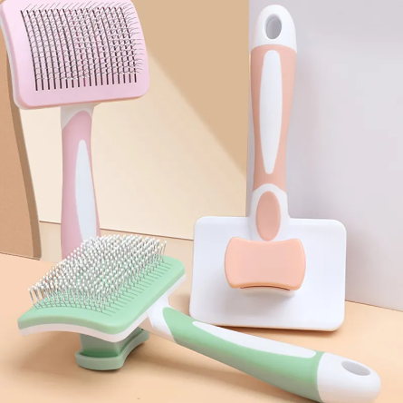 Cats Pets-One Click Cleaning Function-Gentle Slicker Brush