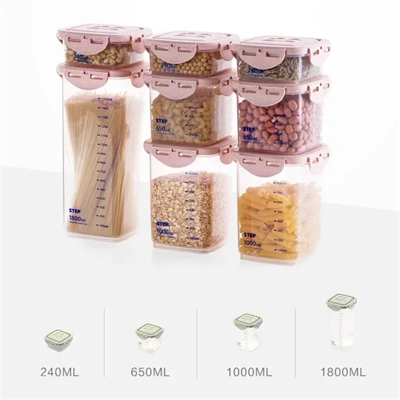 Color: Blue - WBBOOMING Healthy Plastic Box Food Storage Box Storage Tank Airtight Plastic Containers Sealed Cans For Coarse Cereals Grains