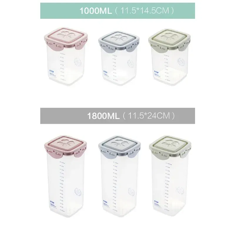 Color: Blue - WBBOOMING Healthy Plastic Box Food Storage Box Storage Tank Airtight Plastic Containers Sealed Cans For Coarse Cereals Grains