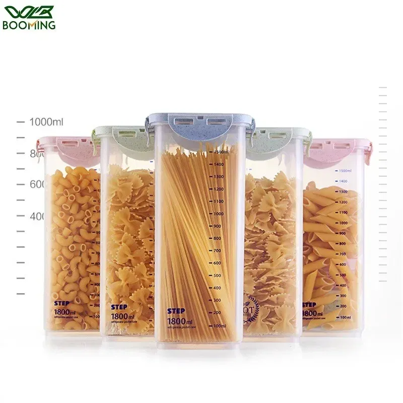Color: Blue - WBBOOMING Healthy Plastic Box Food Storage Box Storage Tank Airtight Plastic Containers Sealed Cans For Coarse Cereals Grains