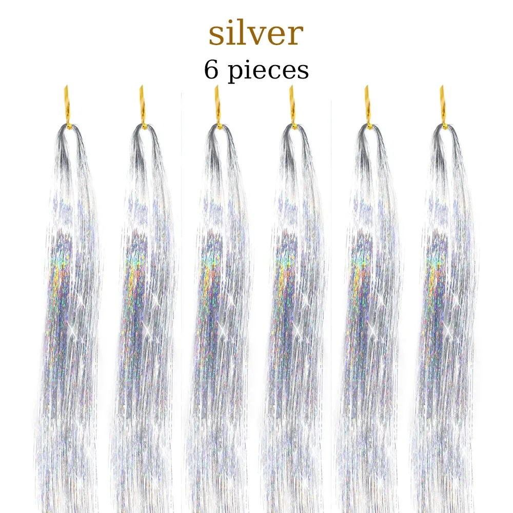 Color: green, Stretched Length: 24inches - 48 Inch Hair Tinsel Kit With Tool 1200 strands Tinsel Hair Extensions 12 Colors Fairy Hair Tinsel, Sparkling Shiny Hair Tinsel