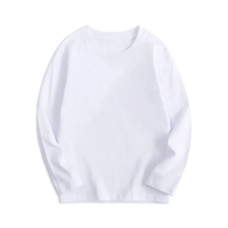 Color: SKY BLUE, Kid Size: 4T - Black White Basic Cotton T-shirt for Boys Girls Clothes Children's Long Sleeve Solid Tops Kids 2 to 14 Years Leasure Wear Tshirt