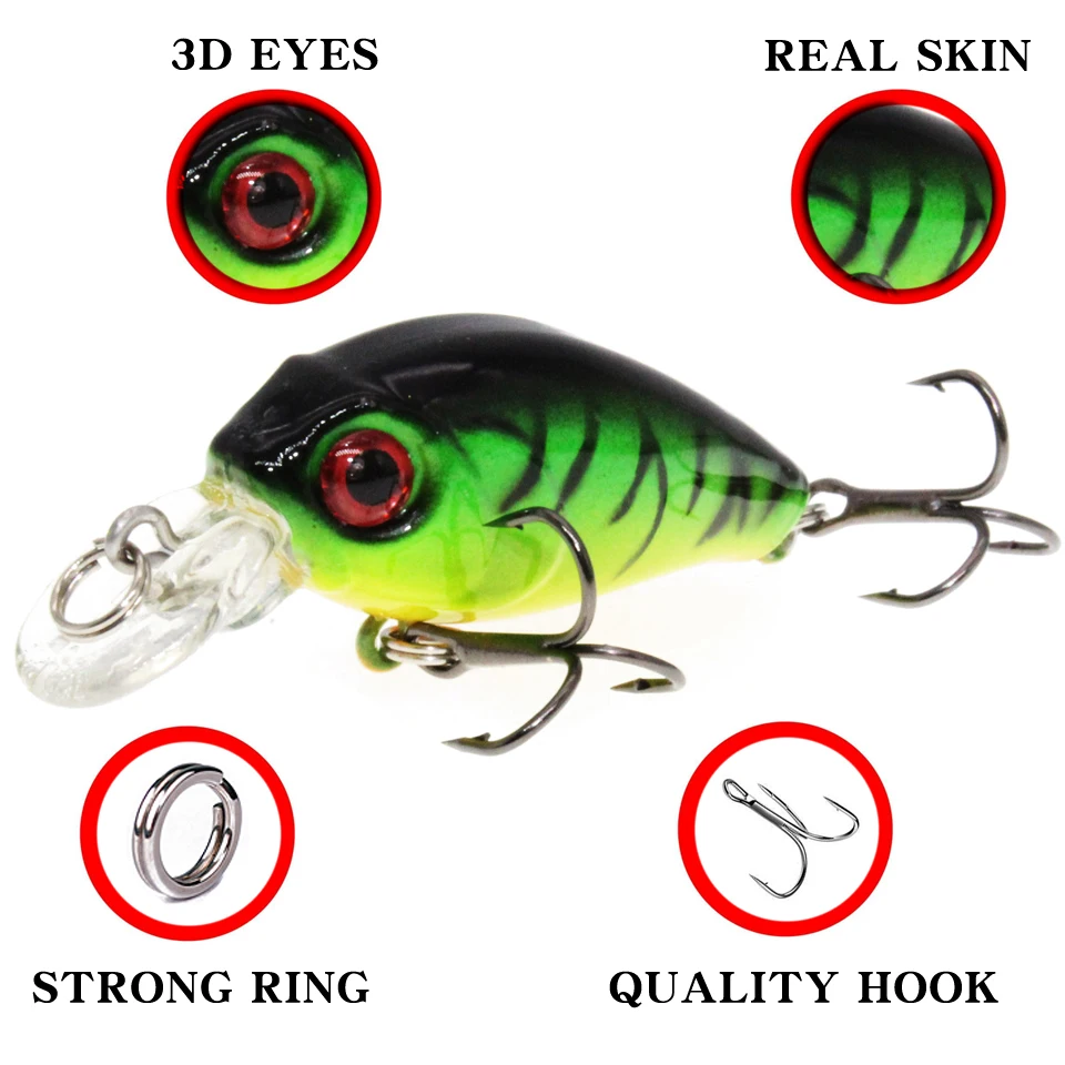 Color: Burgundy - 1PCS Wobblers Quality Crankbait Simulation Fishing Lure 4.5cm 3.8g Jerkbait Floating Hard Bait Bass Carp Pesca Fishing Tackle