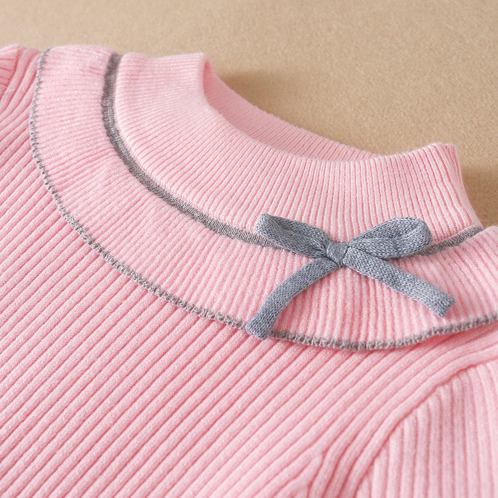Color: Pink, Kid Size: 12T - Girls Sweater Pullovers Autumn Winter Baby Warm Sweaters Tops Children Knitwear Kids Clothes