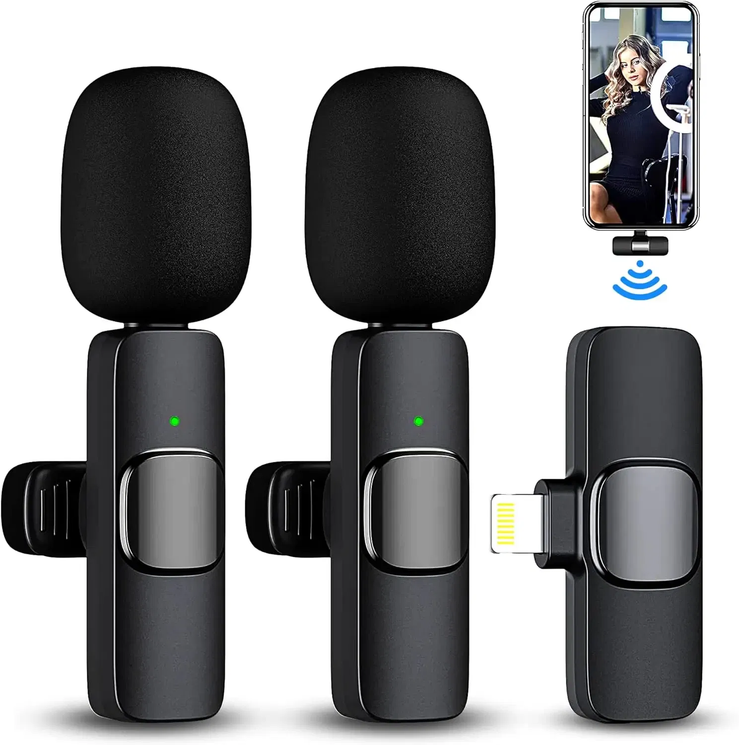Color: Red - Wireless Lavalier Microphone for iPhone Android Handy Microphone Plug Play Wireless Microphone for Interview YouTube TikTok
