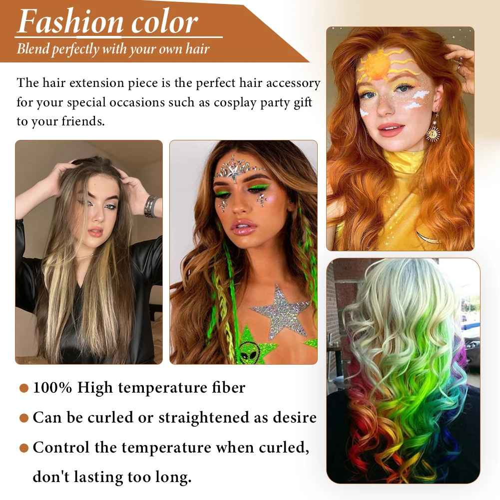 Color: #18, Stretched Length: 22inches, Ships From: CHINA - Synthetic 10 Pcs Straight Hair Extensions Clip in Hairpieces 22 Inch Hightlight Colorful Hair for Women Party Cosplay Gifts