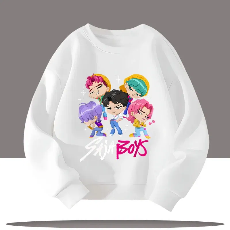 Color: green, Kid Size: 6 - K-pop Demon Hunters Cartoon Print 3-12 Year Old New Style Kids Round-neck Sport Shirt Cute Girl Casual Top Children's Clothing