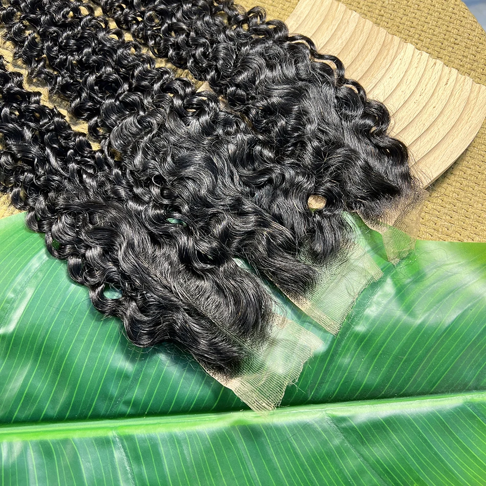 Stretched Length: 22INCHES - 2x6 HD Lace Closure Deep Curly 100% Human Hair Deep Parting Preplucked Bleached Knots Invisible Closure Natural Color For Women