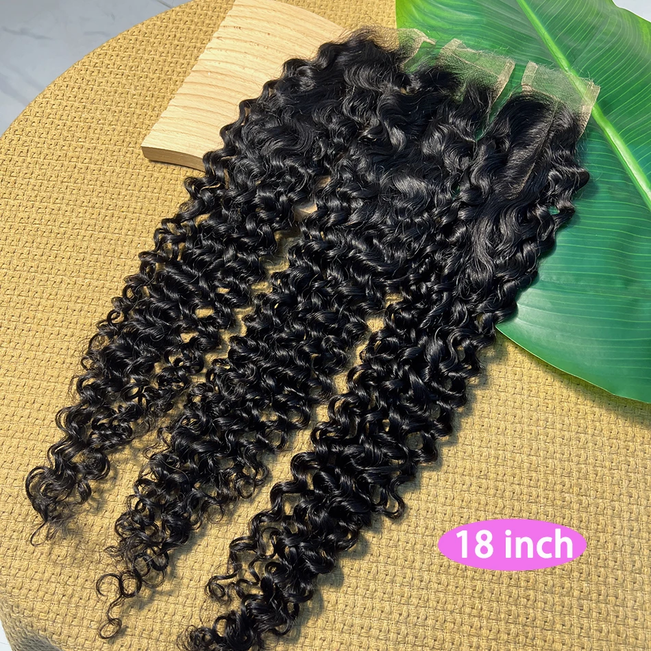 Stretched Length: 22INCHES - 2x6 HD Lace Closure Deep Curly 100% Human Hair Deep Parting Preplucked Bleached Knots Invisible Closure Natural Color For Women
