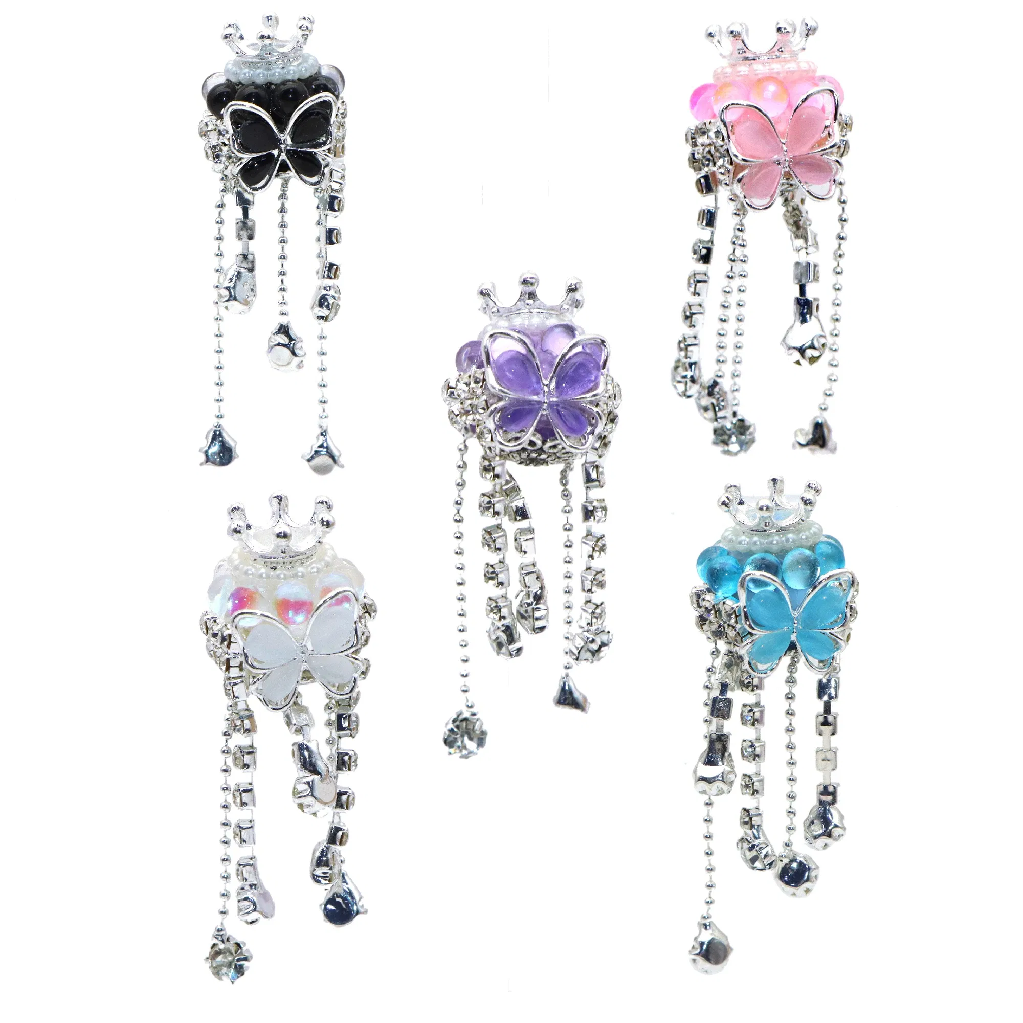 Color: Antique Zinc - 1Pc Luxury Butterfly Rhinestone Faux Crystal Beads Opal Effect with Tassel Loose Spacer Beads with Hole Jewelry Making DIY Brace