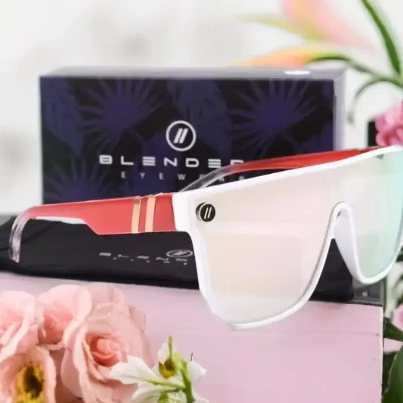 Lenses Color: GRAY - Mixed blue mirror UV protection lens Men's sunglasses Retro fashion Square Blender Men's sunglasses 68009: With box