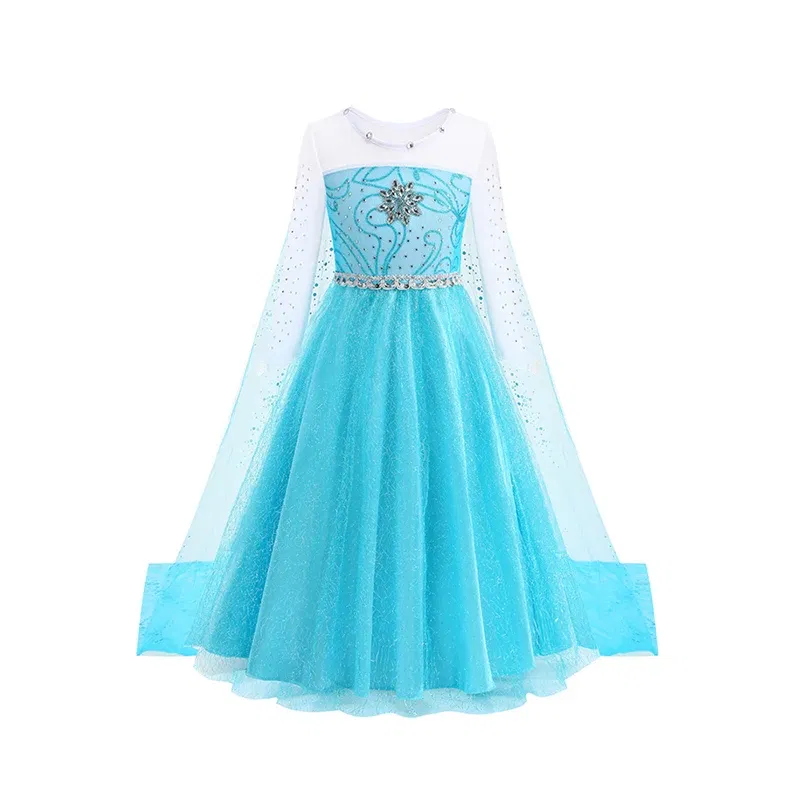 Color: MULTI, Kid Size: 5 - Disney Kids Girls Cosplay Frozen Elsa Anna Princess Dress Girl Mesh Ball Gown Carnival Birthday Clothes Snow Queen Elsa Costume