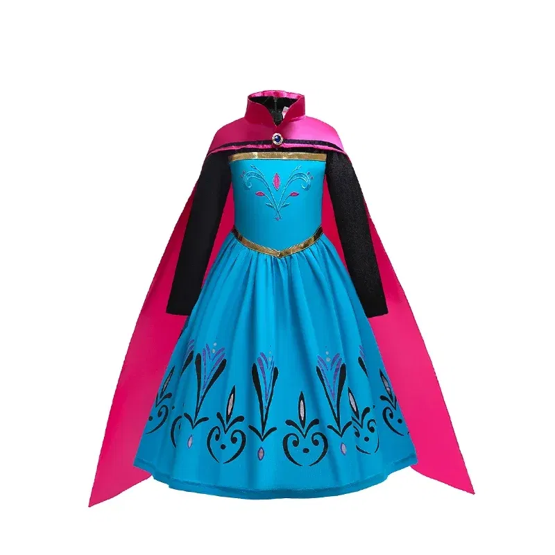 Color: MULTI, Kid Size: 5 - Disney Kids Girls Cosplay Frozen Elsa Anna Princess Dress Girl Mesh Ball Gown Carnival Birthday Clothes Snow Queen Elsa Costume