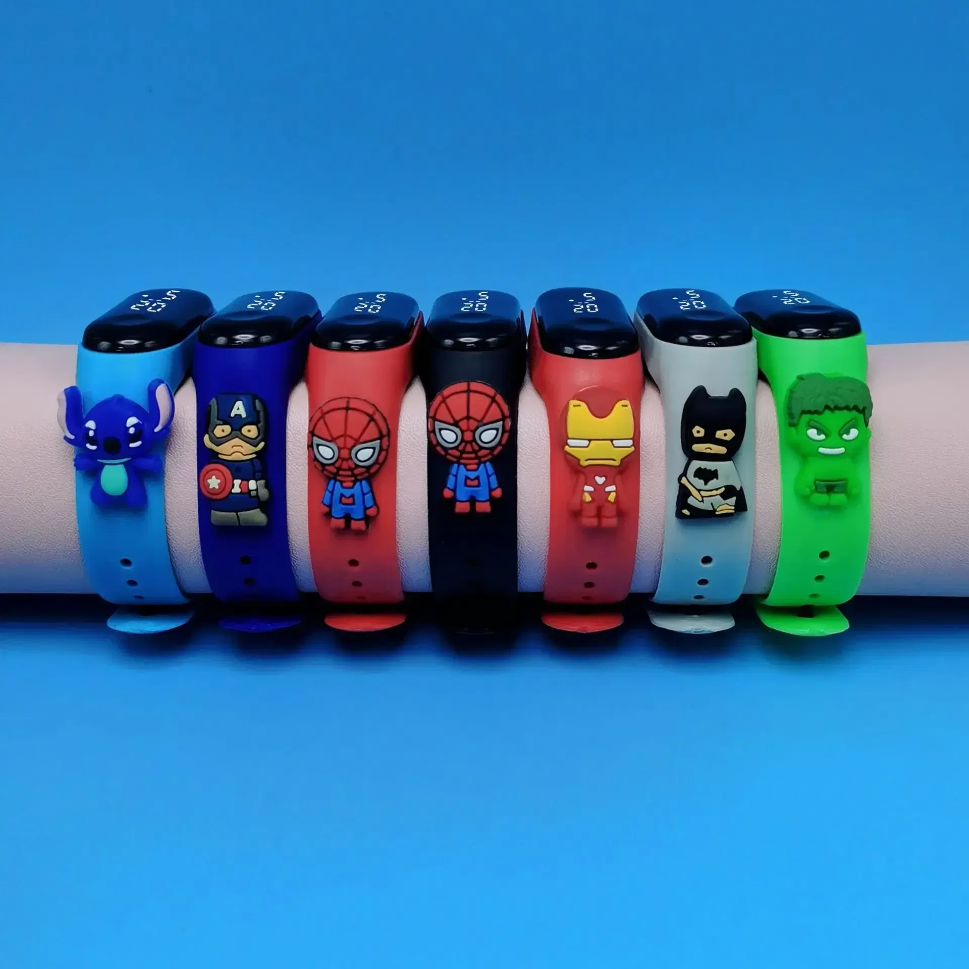 Color: Clear - Disney Stitch LED Waterproof Kids Digital Watch Spiderman Hulk Children Watch Sports Touch Electronic Kids Gifts