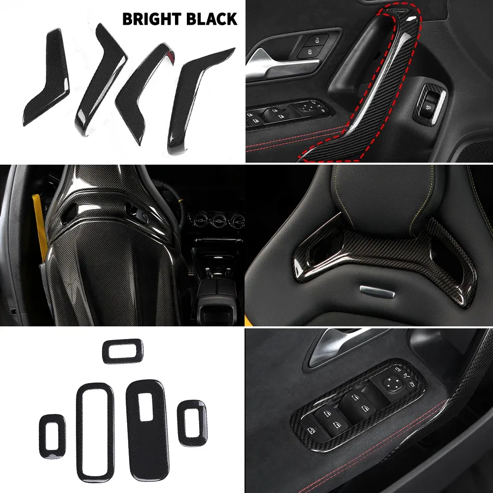 Color Name: Pink - Carbon Fiber Car Stickers For Mercedes Benz Accessories AMG/A Class/CLA 35 Center Console Gear Air Conditioning Outlet Cover