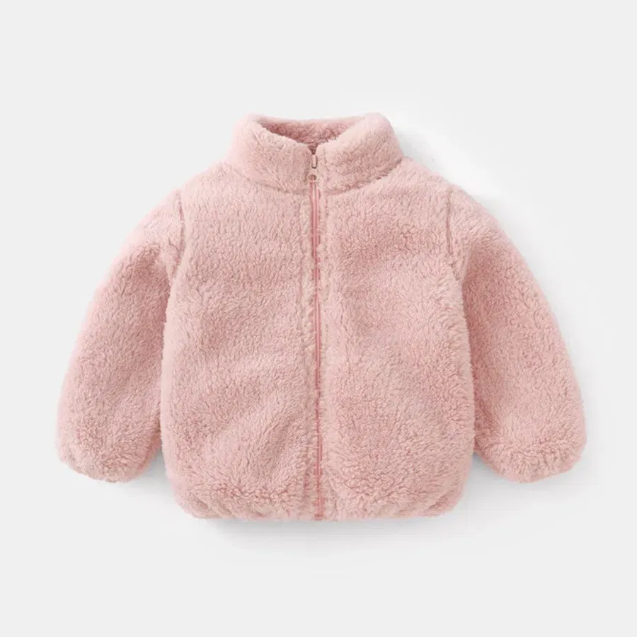 Color: SKY BLUE, Kid Size: 5T - Solid Color Fashion Children Plush Coat Autumn Winter Warm Baby Girl Boy Casual Jacket Greatcoat Kids Clothing Toddler Outerwear