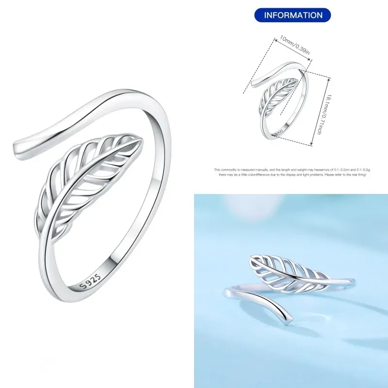 Gem Color: Blue - 2024 Charm 925 Sterling Silver Crystal Open Rings For Women Simple Adjustable Fashion Wedding Engagement Party Gifts Jewelry