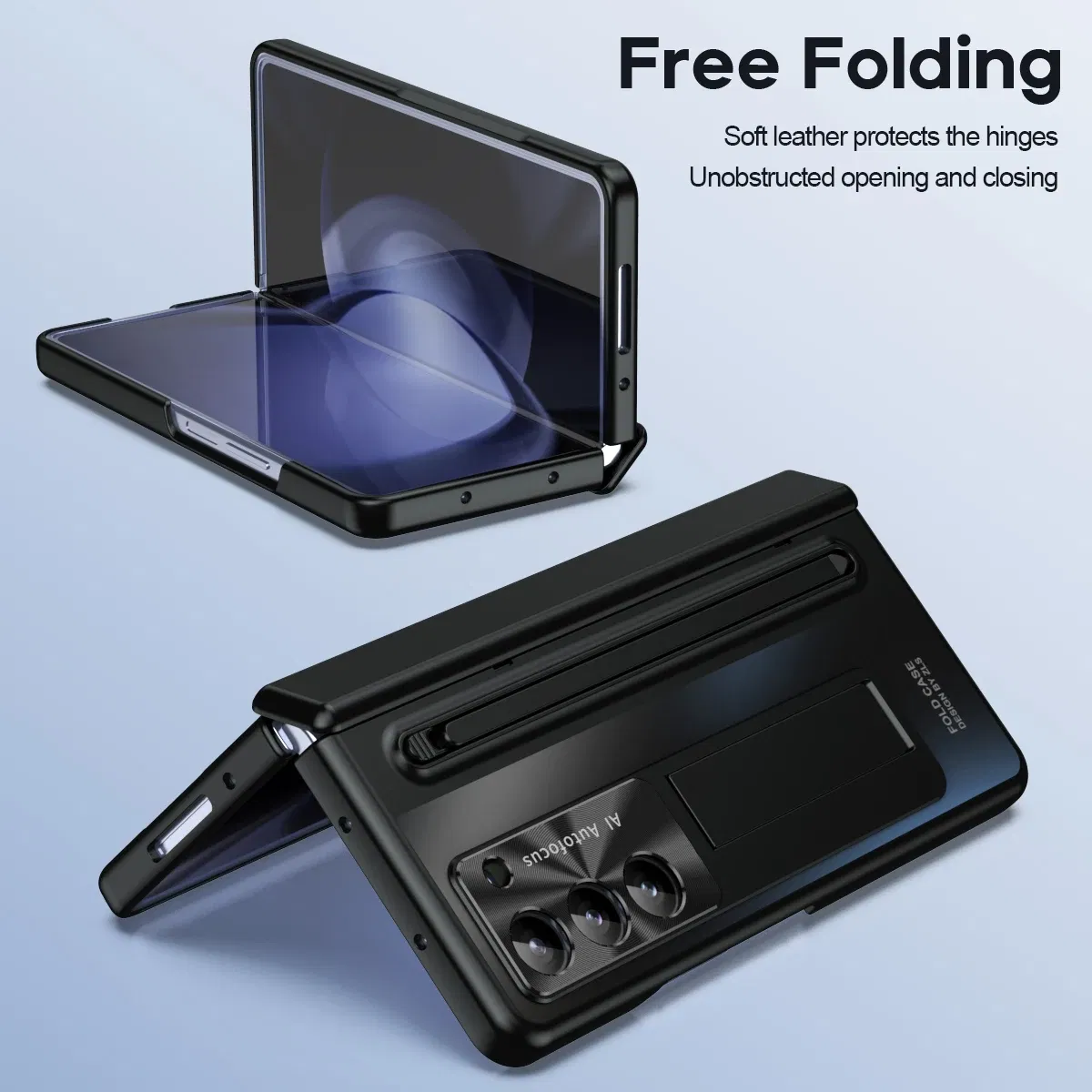 Color: Black, Bundle: Case & Strap, Material: Canvas - For Samsung Galaxy Z Fold 4 5 Case With S Pen Stand & Hinge Cover Screen Protector All-inclusive Anti-drop For Z Fold5 Fold4