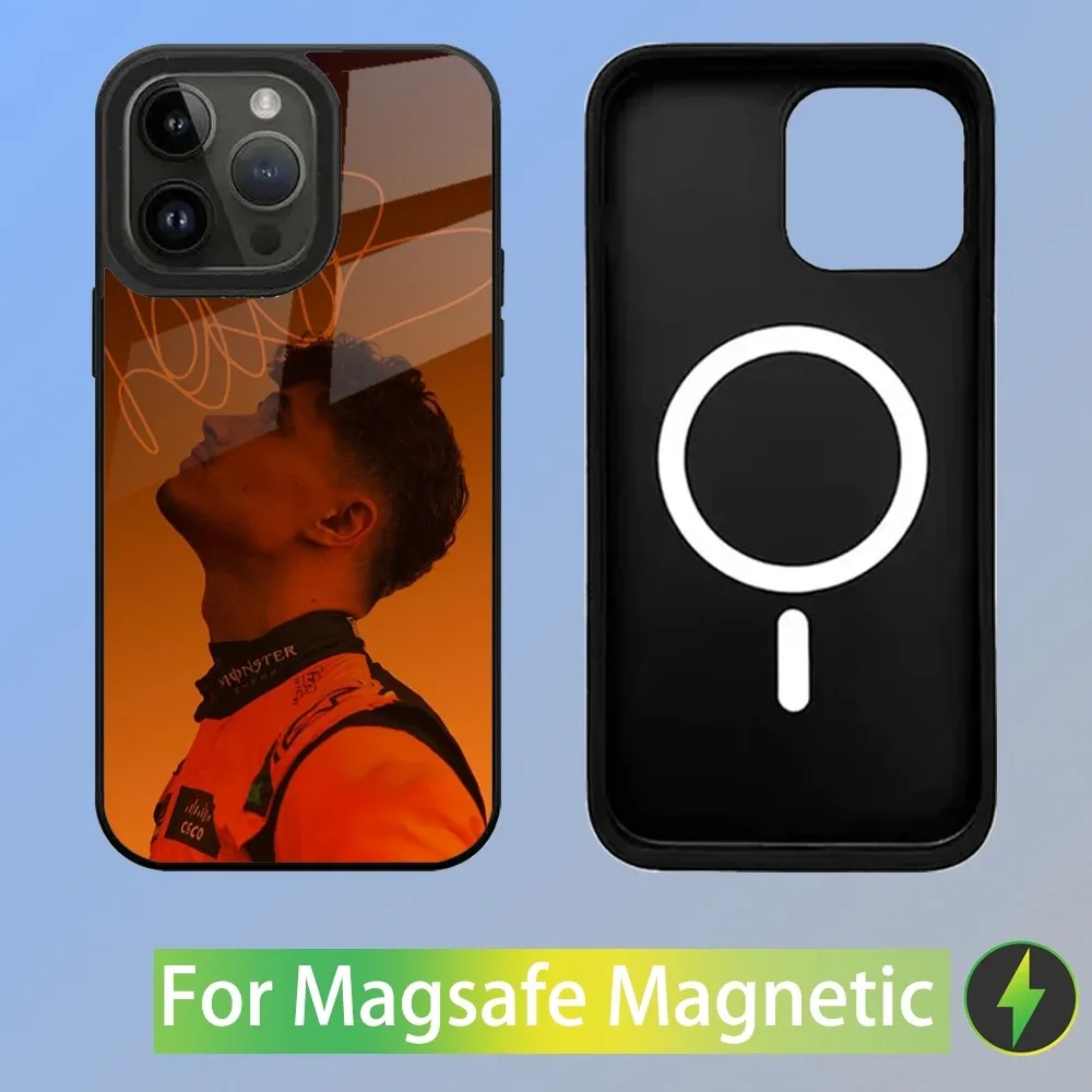 Color: Clear, Material: Cotton Fabric - F1 Formula 1 L-Lando Norris Phone Case For iPhone 16,15,14,13,12,11,Plus,Pro,Max Mini Magsafe Magnetic Wireless Charging