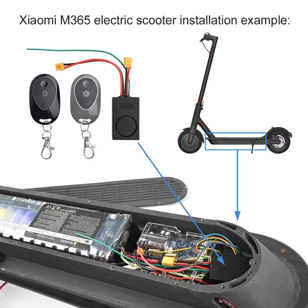 Color: Light Grey - Electric Bike Anti Theft System One Touch Start Electric Bike Alarm Anti Theft Device Compatible For M365/ Nunbo MAX G30