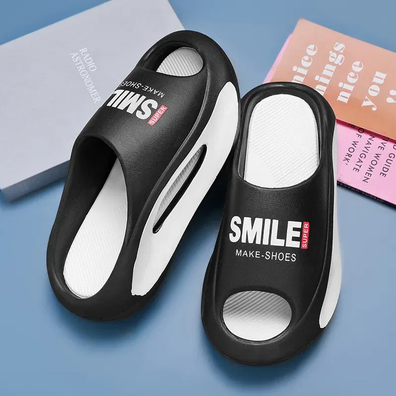 Color: green, Shoe Size: 37 - Men's Sandal Slippers New Summer Sneaker Slippers Men Thick Bottom Platform Slides Soft Eva Slippers Casual Beach Shoes