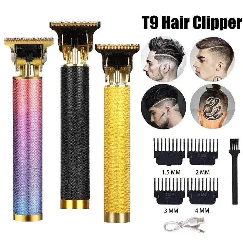 Color: Brown - T9 Electric Hair Cutting Machine Hair Clipper Beard Shaving Body Hair Trimmer Clippers Professional Barber Men Trimmer Shaver