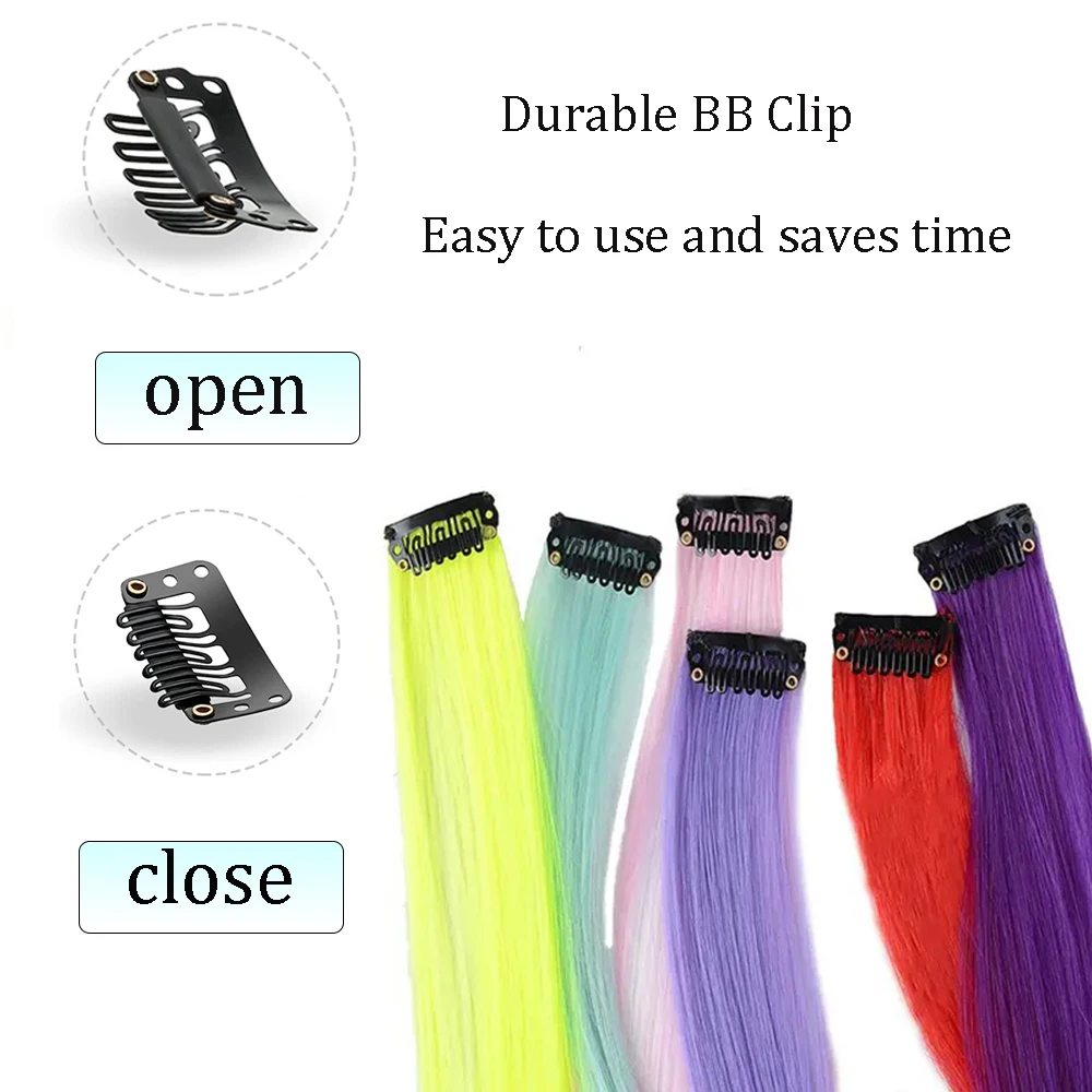 Color: Yellow, Stretched Length: 22INCHES - 12-Pack 22" Long Heat Resistant Women's Clip-In Hair Extensions - Durable BB Clip, Natural Look, Trimmable, Easy to Style