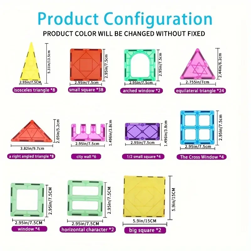 KIDNOAM 102pcs Magnetic Building Blocks  Vehicle-Themed Construction Toys