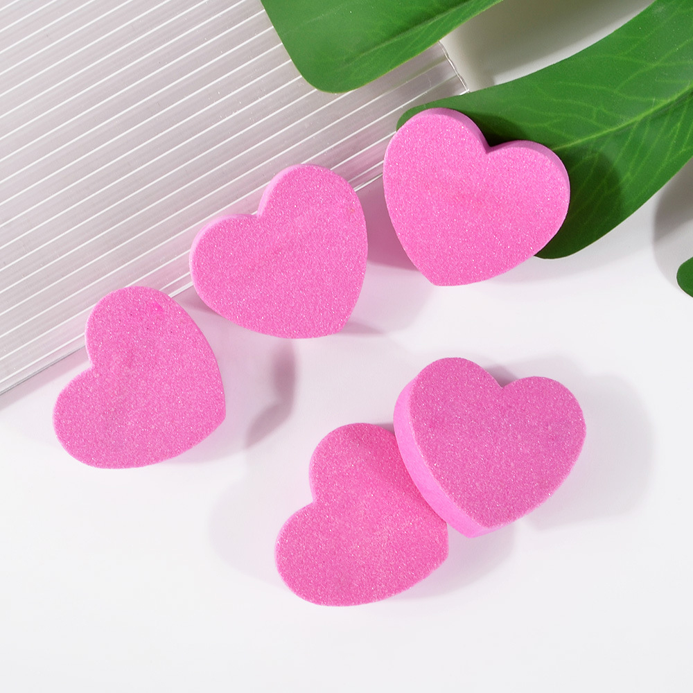 Color: Gold - 1pc/5pcs/10pcs Heart Sponge Nail Files Blocks 180/240 Double-sided Polishing Sanding Buffer Washable Sandpaper Manicure Tools