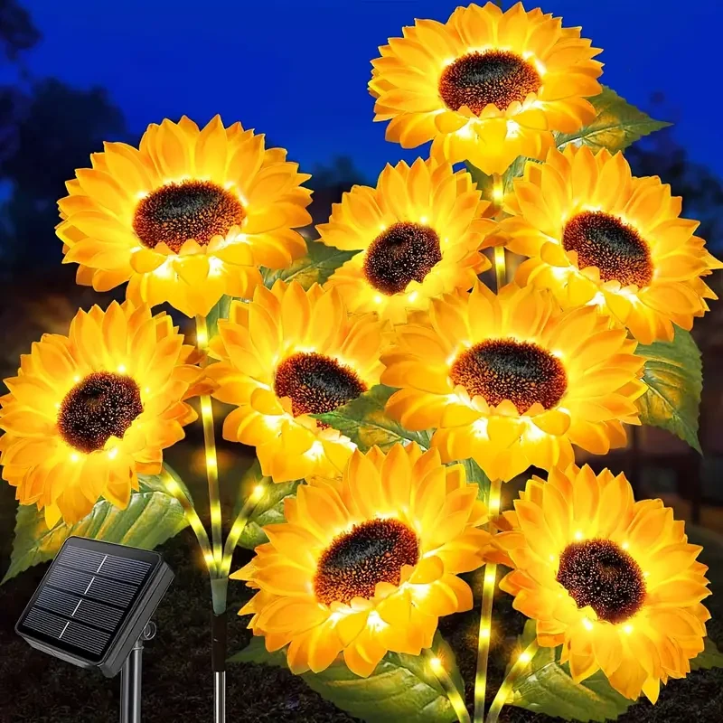 3-Pack Solar Sunflowers Stake Lights Vibrant LED Artificial Flowers