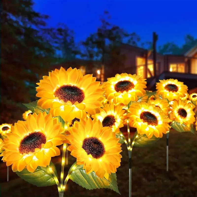 3-Pack Solar Sunflowers Stake Lights Vibrant LED Artificial Flowers