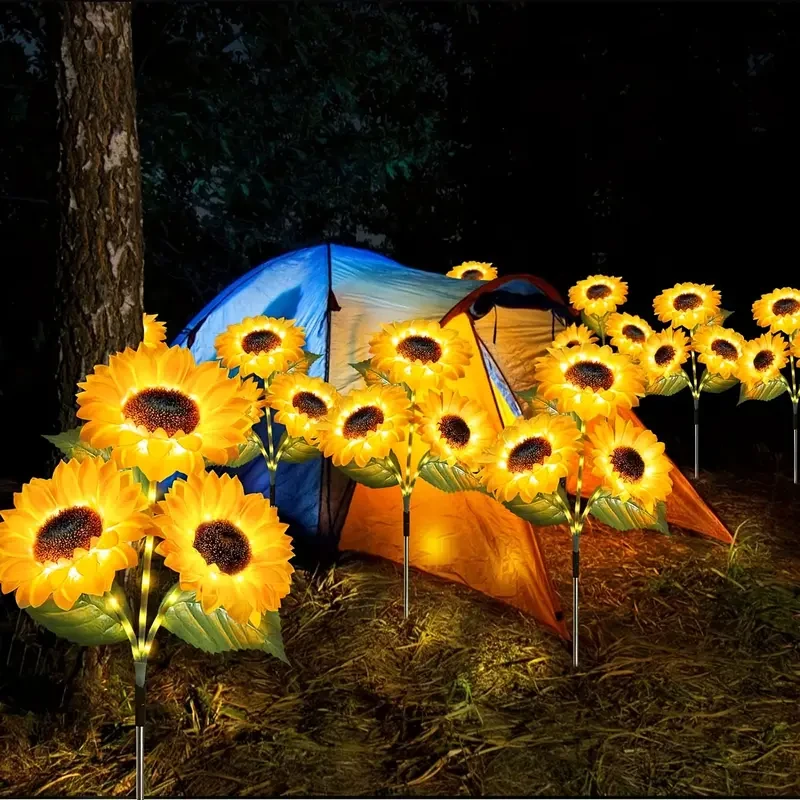 3-Pack Solar Sunflowers Stake Lights Vibrant LED Artificial Flowers