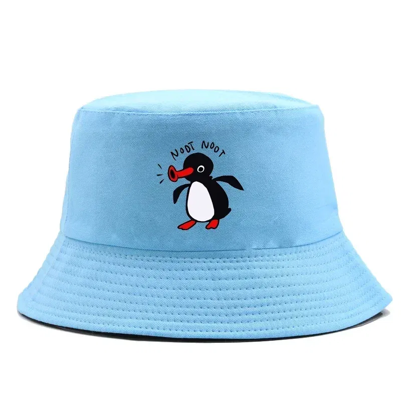 Color: Mint - Summer Penguin Bucket Hat Reversible Bob Men Women Cotton Travel Beach Fisherman Hat Outdoor Sports Pull Up Bob Panama Sun Hat