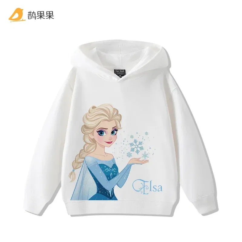 Color: Orange, Kid Size: 2T - Queen Elsa Surrounding Girls Autumn and Winter Hooded Sweatshirt Children Girl Children's Tops Cute Long-sleeved Coat