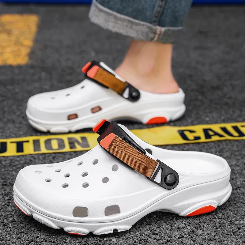 Color: NUDE, Shoe Size: 40 - Summer Men's and Women's Leisure Breathable Garden Shoes, Couples Outdoor Beach Baotou Cool Drag Hole Shoes